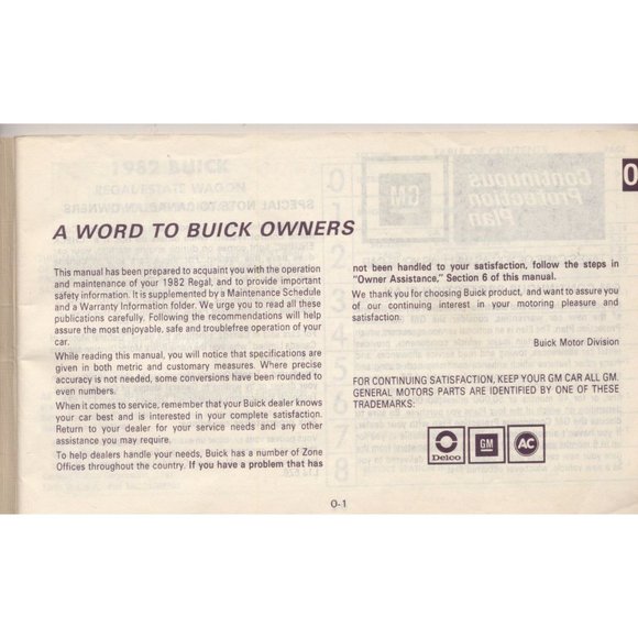 VINTAGE ORIGINAL 1982 BUICK REGAL OWNER'S MANUAL, COMPLETE - Picture 3 of 4